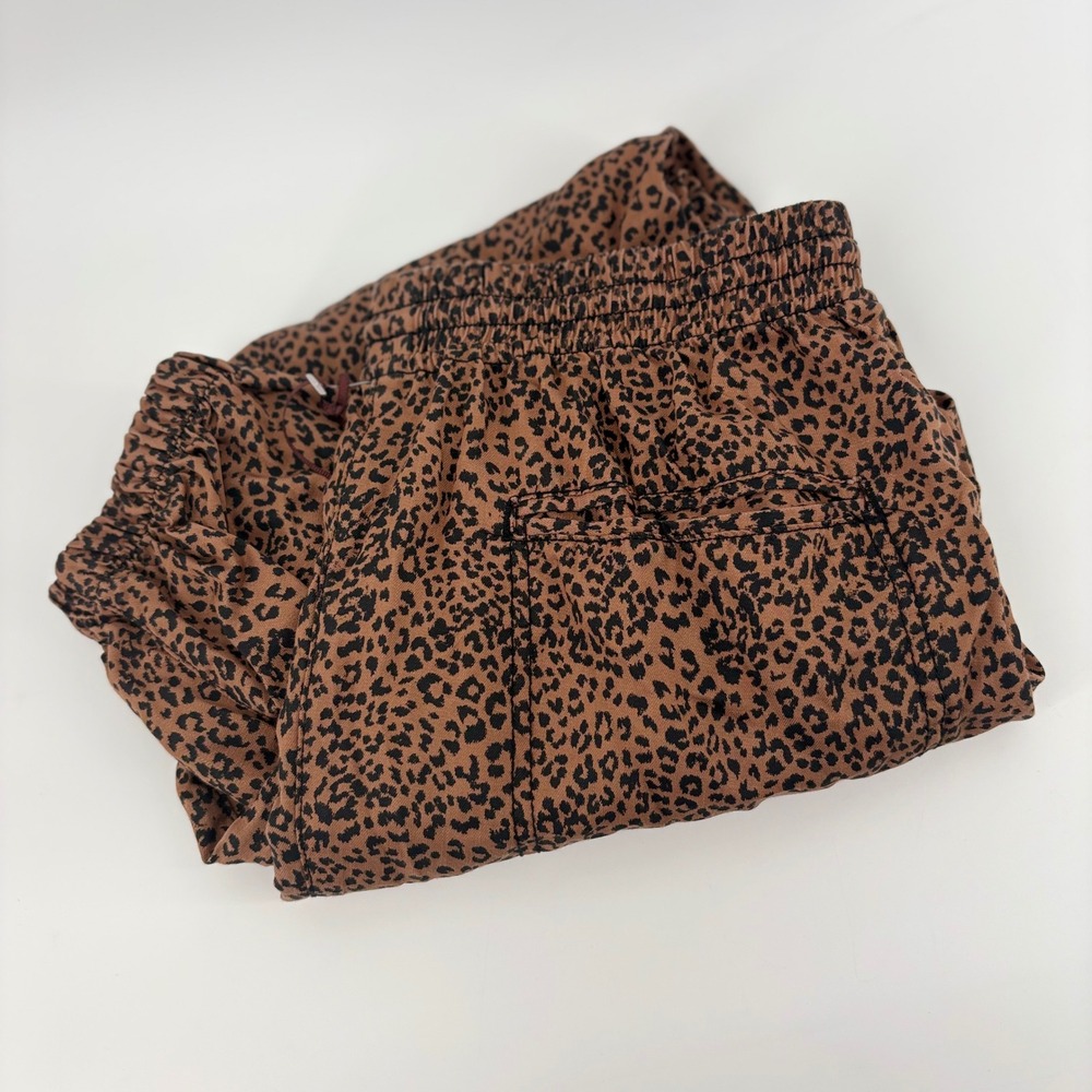 Knox Rose Joggers Women S Brown Leopard Print Drawstring Pants‎ NWT